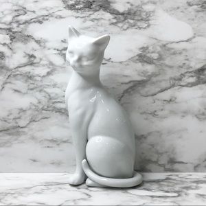 Otagiri White Ceramic Cat Figurine 8” Japan OMC